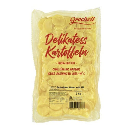 Delikatess-Kartoffeln in Scheiben mit Öl 6mm gekocht 2kg Delikatess-Kartoffeln in Scheiben mit Öl 6mm gekocht 2kg