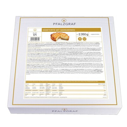 Käsetorte mit Mandarinen ungeschnitten TK 2350g Käsetorte mit Mandarinen ungeschnitten TK 2350g