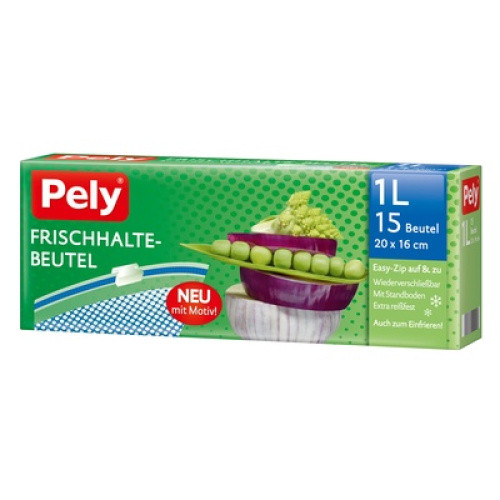 Pely Frischhaltebeutel mit Verschluss 1 L 15St Pely Frischhaltebeutel mit Verschluss 1 L 15St