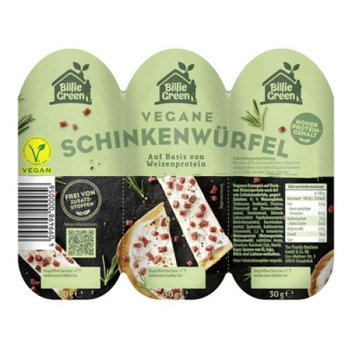 Billie Green vegane Schinkenwürfel frisch 90g Billie Green vegane Schinkenwürfel frisch 90g