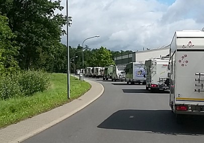 Wohnwagen-Konvoi in Walldürn