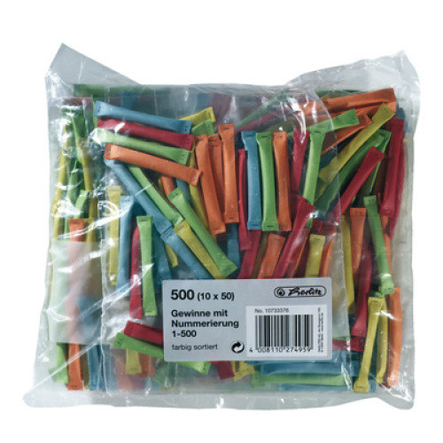 Gewinne 1-500 farblich sortiert 10x50St Gewinne 1-500 farblich sortiert 10x50St