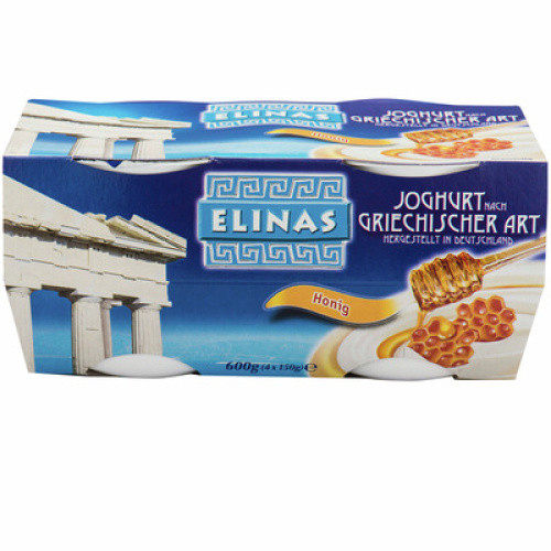 Elinas Joghurt nach griechischer Art Honig frisch 4x150g Elinas Joghurt nach griechischer Art Honig frisch 4x150g