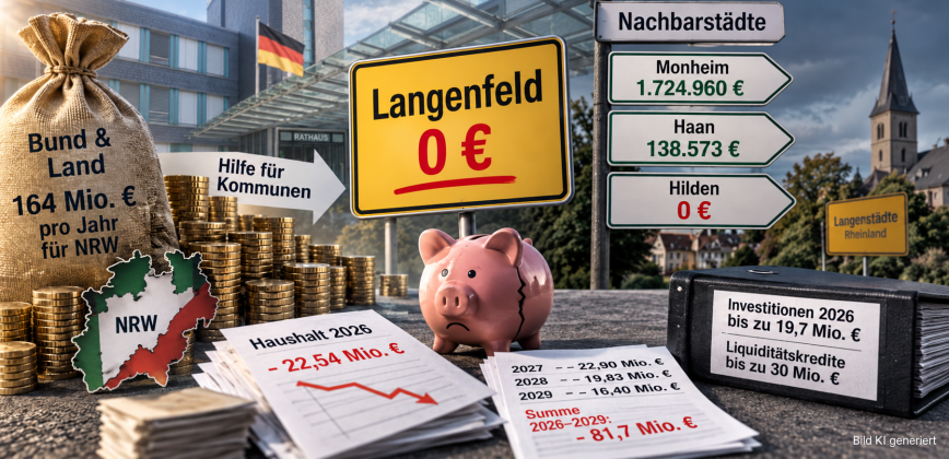 Trotz Millionen-Defizit gibt es für Langenfeld keine Hilfe