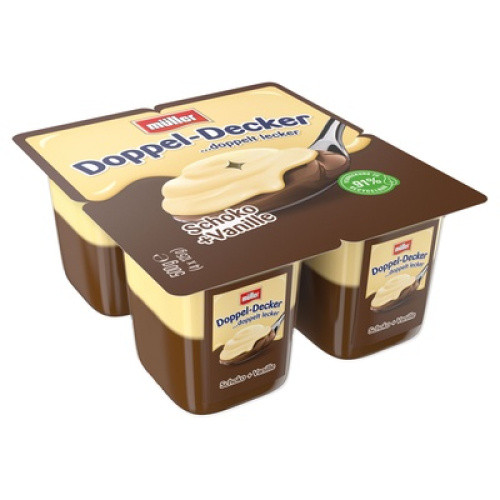 Müller Doppeldecker Schoko/Vanille frisch 4x125g Müller Doppeldecker Schoko/Vanille frisch 4x125g