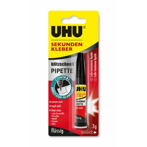 UHU SEKUNDENKLEBER blitzschnell PIPETTE CONTROL flüssig 3g 1St UHU SEKUNDENKLEBER blitzschnell PIPETTE CONTROL flüssig 3g 1St