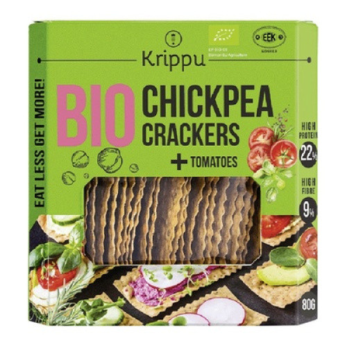 Bio Chickpea Crackers + Tomatoes vegan 80g Bio Chickpea Crackers + Tomatoes vegan 80g