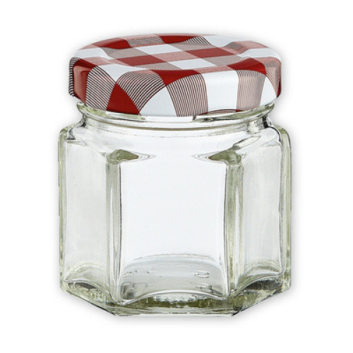 Einmachglas 190ml Rot/Weiss De 6St Einmachglas 190ml Rot/Weiss De 6St