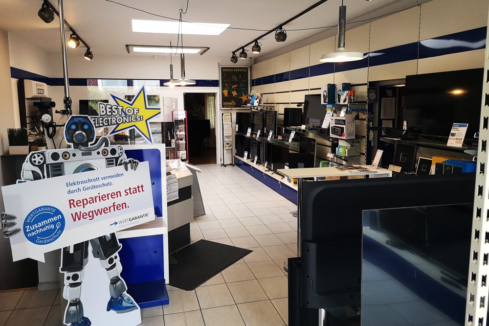 Radio-Gemein-Hilden-Euronics-TV-Ausstellung-Reparieren-Aufsteller