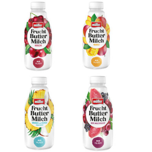 Müller Fruchtbuttermilch Sortierung 2 frisch 500ml Müller Fruchtbuttermilch Sortierung 2 frisch 500ml