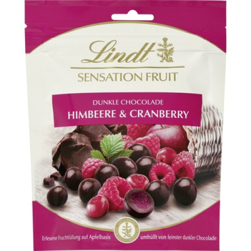 Sensation Fruit dunkle Schokoladen-Kugeln mit Himbeer-Cranberry-Füllung 150g Sensation Fruit dunkle Schokoladen-Kugeln mit Himbeer-Cranberry-Füllung 150g
