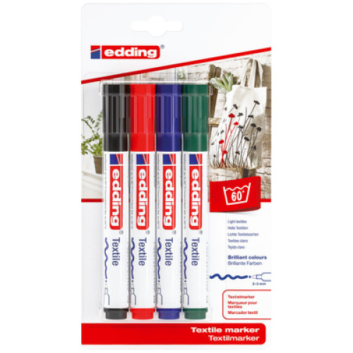 edding 4500 Textilmarker basic colours 4St edding 4500 Textilmarker basic colours 4St