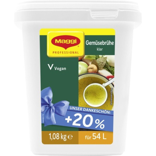 Maggi Klare Gemüsebrühe mit Suppengrün 20% Plus erg. 54l Maggi Klare Gemüsebrühe mit Suppengrün 20% Plus erg. 54l