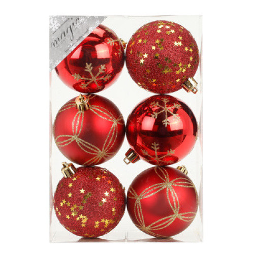 Weihnachtsbaumkugel 80mm rot 6St Weihnachtsbaumkugel 80mm rot 6St