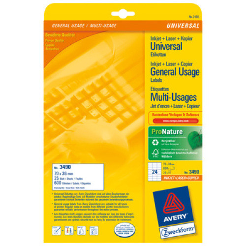 Avery Zweckform Drucker-Etiketten 70x36 mm 1St Avery Zweckform Drucker-Etiketten 70x36 mm 1St