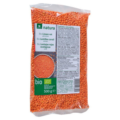 Bio rote Linsen getrocknet und geölt 500g Bio rote Linsen getrocknet und geölt 500g