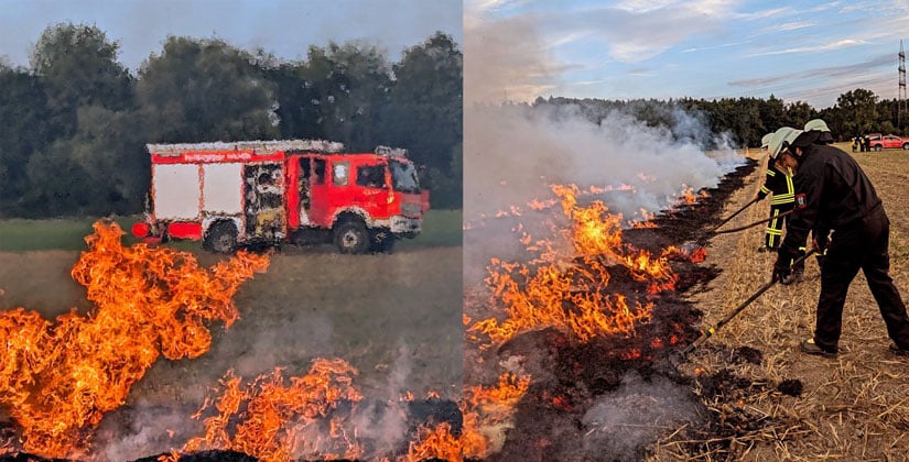 Hitze, Trockenheit, Brandgefahr: 55 Feuerwehrleute simulierten Kampf gegen Flammen Hitze, Trockenheit, Brandgefahr: 55 Feuerwehrleute simulierten Kampf gegen Flammen