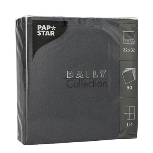 Servietten ´DAILY Collection´ schwarz 32x32 1/4 50St Servietten ´DAILY Collection´ schwarz 32x32 1/4 50St
