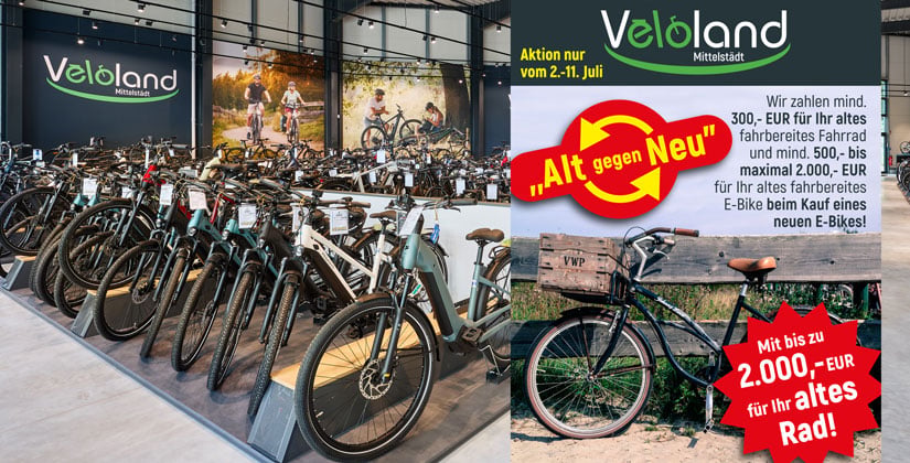 Aufsteigen, eintauschen, losfahren: 300 bis 2.000 Euro Inzahlungnahme beim Kauf eines neues E-Bikes 