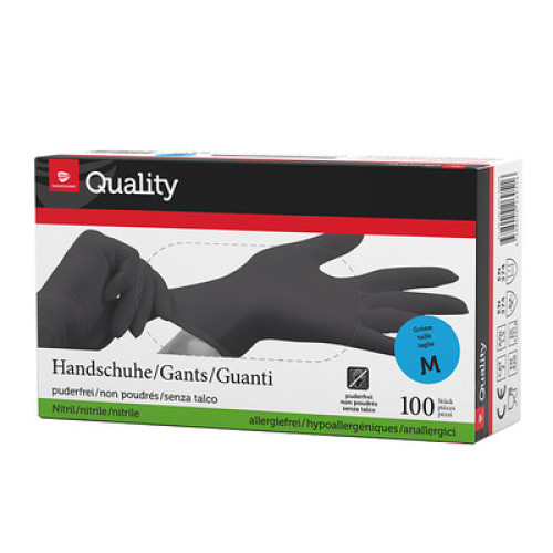 Nitril-Handschuhe puderfrei schwarz M 100Stück Nitril-Handschuhe puderfrei schwarz M 100Stück