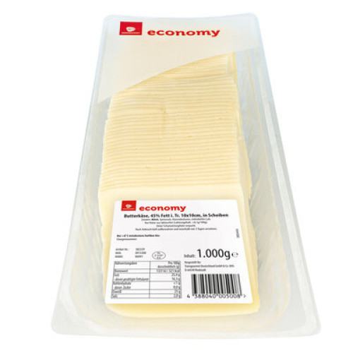 Butterkäse Scheiben 45% frisch 50x20g Butterkäse Scheiben 45% frisch 50x20g