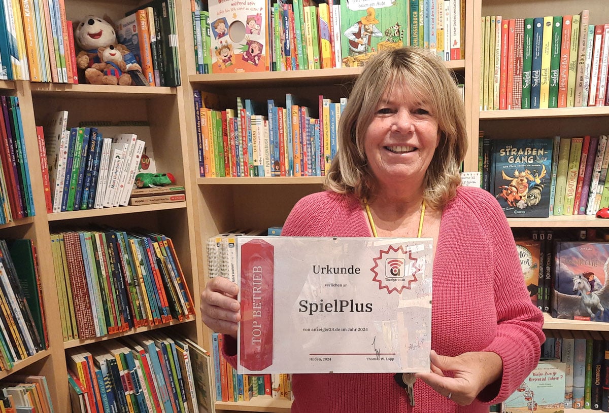 Das Spielwarengeschäft SpielPlus in Hilden ist anzeiger24.de Top-Betrieb 2024