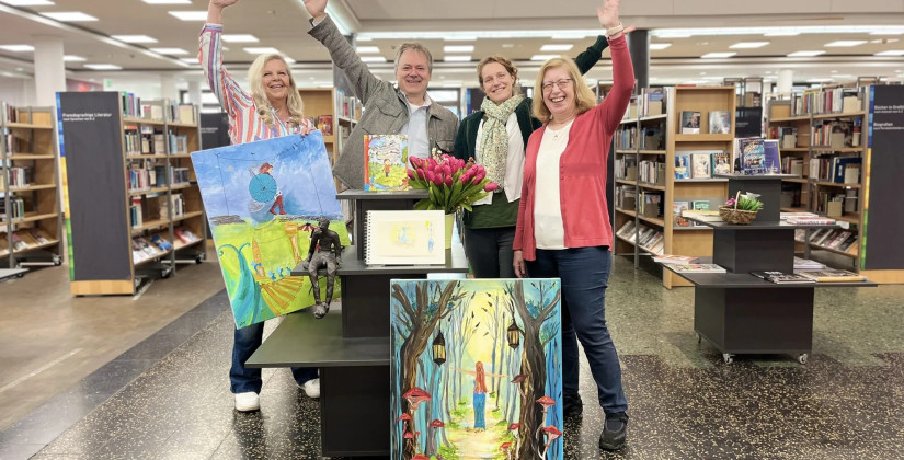 Neue Ausstellung in der Stadtbibliothek vereint Kunst, Literatur und Fantasie