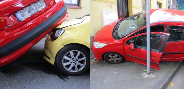 Sechs leicht verletzte Personen und drei Fahrzeuge beschädigt