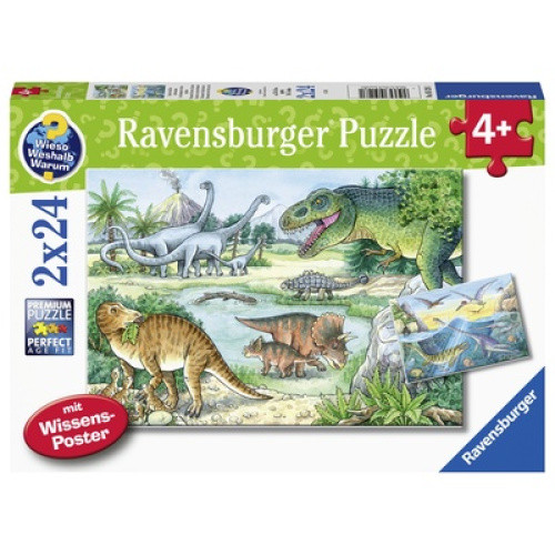 Ravensburger ´Wieso? Weshalb? Warum?, Saurier´ (2x24 Teile), Puzzleset mit Dinos und Wissensposter. Ravensburger ´Wieso? Weshalb? Warum?, Saurier´ (2x24 Teile), Puzzleset mit Dinos und Wissensposter.