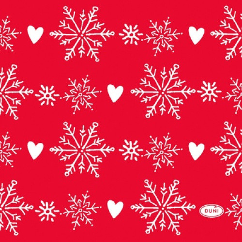 Servietten Winter Flakes Hearts 24x24cm 3lg. 20St Servietten Winter Flakes Hearts 24x24cm 3lg. 20St