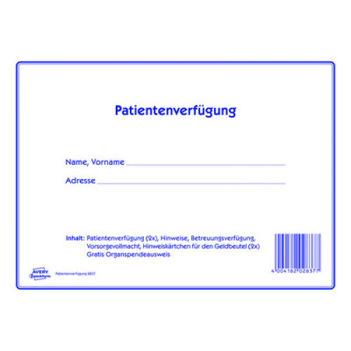 Patientenverfügung 220x163mm 1St Patientenverfügung 220x163mm 1St