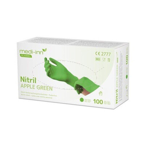 Medi-Inn Classic Handschuhe, Nitril puderfrei apfelgrün Größe M 100St Medi-Inn Classic Handschuhe, Nitril puderfrei apfelgrün Größe M 100St