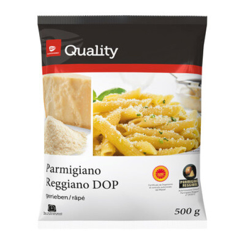 Parmigiano Reggiano D.O.P. gerieben 32% frisch g.U. 500g Parmigiano Reggiano D.O.P. gerieben 32% frisch g.U. 500g