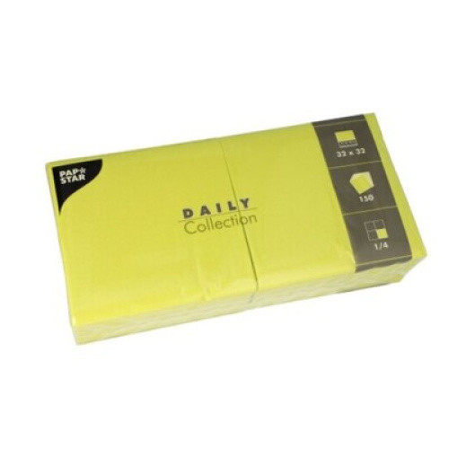 Servietten ´DAILY Collection´ 32x32cm 1/4 Falz limonengrün 150St Servietten ´DAILY Collection´ 32x32cm 1/4 Falz limonengrün 150St