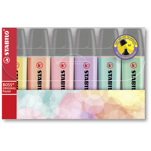 Textmarker STABILO BOSS ORIGINAL Pastel mit 6 verschiedenen Pastellfarben 1St Textmarker STABILO BOSS ORIGINAL Pastel mit 6 verschiedenen Pastellfarben 1St