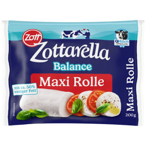 Mozzarella Balance Rolle leicht 8,5% frisch 200g Mozzarella Balance Rolle leicht 8,5% frisch 200g