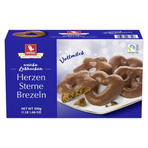 Fairtrade Lebkuchen Herzen/Sterne/Brezeln ´Vollmilch´ 500g Fairtrade Lebkuchen Herzen/Sterne/Brezeln ´Vollmilch´ 500g