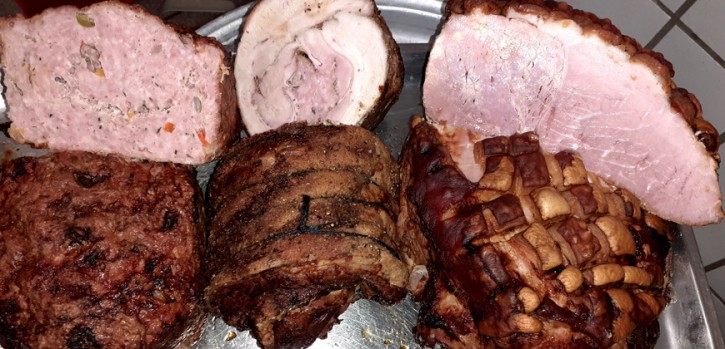 Krustenbraten, Spießbraten und Bunter Hackbraten Krustenbraten, Spießbraten und Bunter Hackbraten