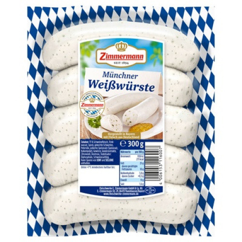 Zimbo Bayrische Weisswürste frisch 5x60g Zimbo Bayrische Weisswürste frisch 5x60g