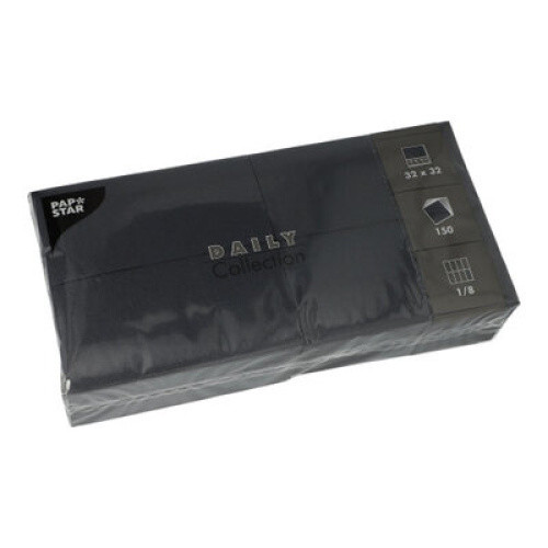 Servietten ´DAILY Collection´ 32x32cm 1/8 schwarz 150St Servietten ´DAILY Collection´ 32x32cm 1/8 schwarz 150St