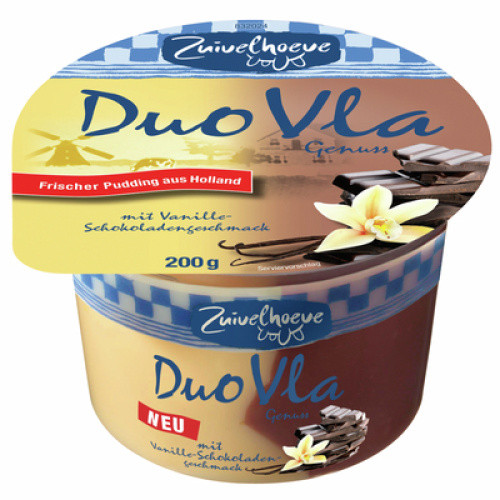 Zuivelhoeve Duo Vla Schoko Vanille frisch 200g Zuivelhoeve Duo Vla Schoko Vanille frisch 200g