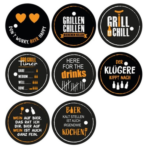 Filz-Bierdeckel Grill und Chill 8St Filz-Bierdeckel Grill und Chill 8St