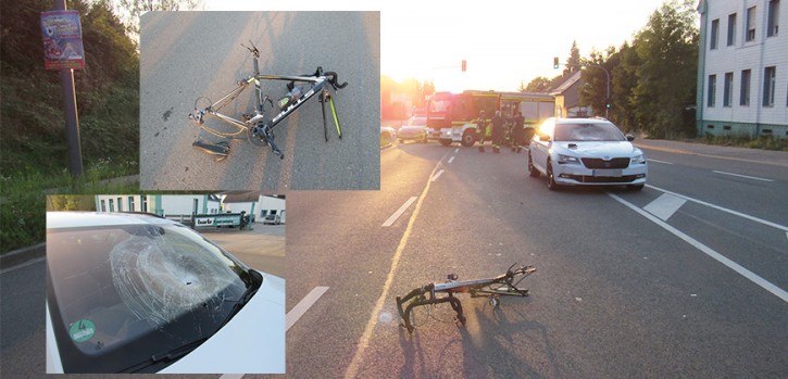 Auf die Motorhaube geschleudert und schweren verletzt