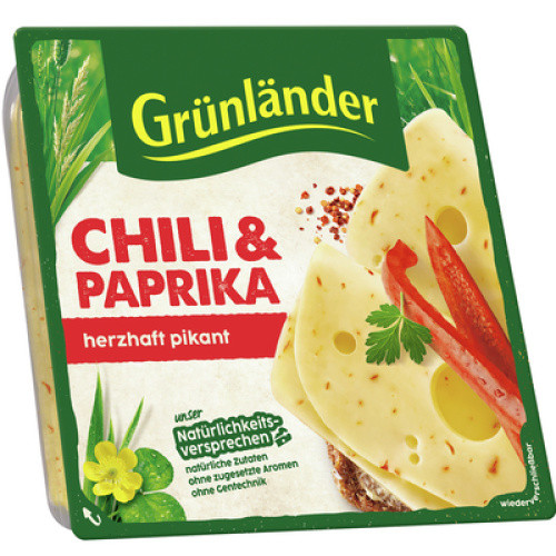 Grünländer Scheiben Chili Paprika 48% frisch 140g Grünländer Scheiben Chili Paprika 48% frisch 140g