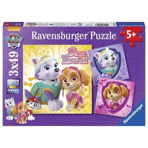 Das Ravensburger 3x49 Teile Puzzle ´PAW Hundemädchen´ bietet drei farbenfrohe Motive für Kinder ab 5 Das Ravensburger 3x49 Teile Puzzle ´PAW Hundemädchen´ bietet drei farbenfrohe Motive für Kinder ab 5