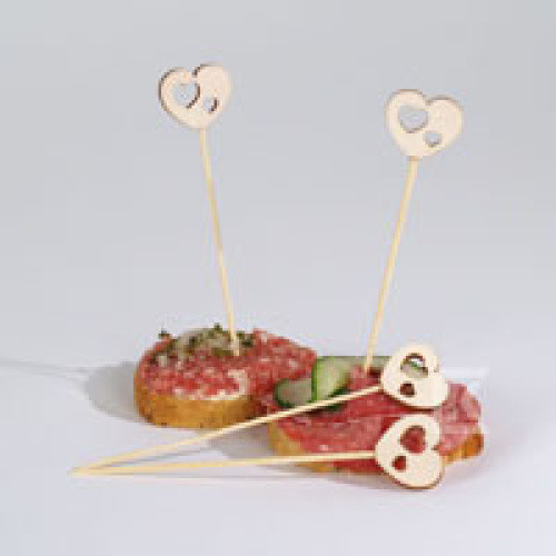 Deko Picker Bambus ´Herz´ 12cm, 50 Stück Deko Picker Bambus ´Herz´ 12cm, 50 Stück
