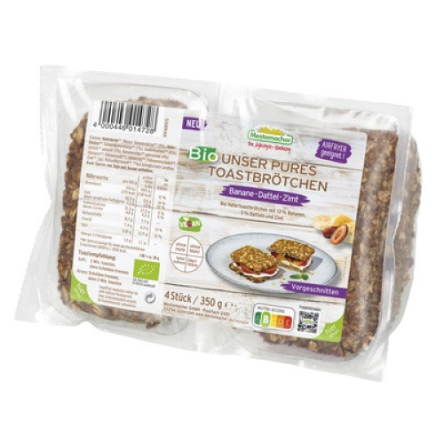 Bio Unser Pures Toastbrötchen Banane-Dattel-Zimt 350g Bio Unser Pures Toastbrötchen Banane-Dattel-Zimt 350g