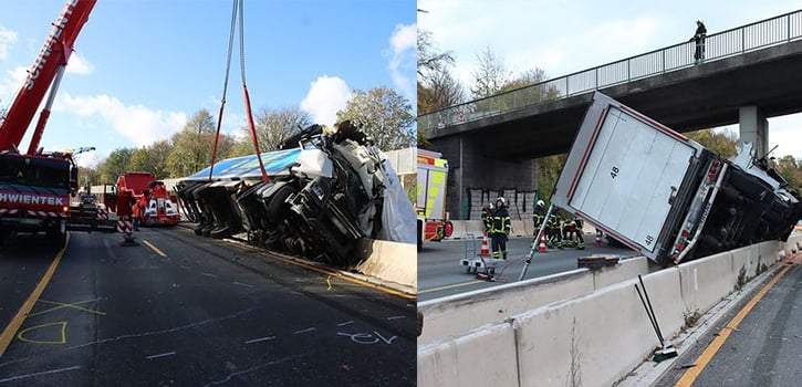 Fahrzeug prallt gegen Brückenpfeiler