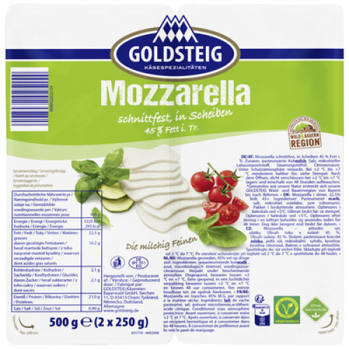 Mozzarella in Scheiben 45% frisch 2x250g Mozzarella in Scheiben 45% frisch 2x250g