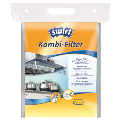 Swirl® Kombi-Filter · für Umluft-Dunstabzugshauben · beseitigt Kochgerüche durch Aktivkohlefilter · Swirl® Kombi-Filter · für Umluft-Dunstabzugshauben · beseitigt Kochgerüche durch Aktivkohlefilter ·